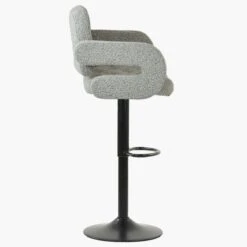 Zeus Stone Grey Boucle Kitchen Stool With Arms -Furniture Specialty Store zeus beige boucle3