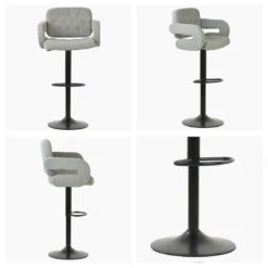 Furniture Specialty Store 13 Zeus Stone Grey Boucle Kitchen Stool With Arms