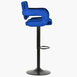 Zeus Dark Blue Velvet Black Base Bar Stool -Furniture Specialty Store zeus blue 3