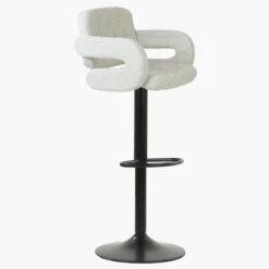 Zeus Cream Boucle Kitchen Stool With Arms -Furniture Specialty Store zeus cream boucle 1
