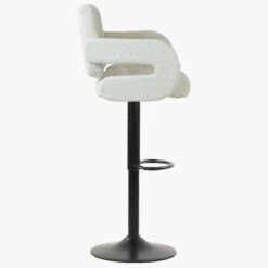 Zeus Cream Boucle Kitchen Stool With Arms -Furniture Specialty Store zeus cream boucle 3