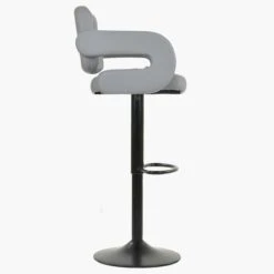 Zeus Grey Faux Leather Bar Stool With Arms