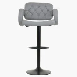 Zeus Grey Faux Leather Bar Stool With Arms -Furniture Specialty Store zeus grey 3