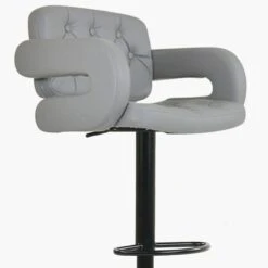 Zeus Grey Faux Leather Bar Stool With Arms -Furniture Specialty Store zeus grey 4