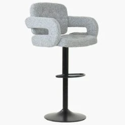 Zeus Grey Boucle Kitchen Stool With Arms -Furniture Specialty Store zeus grey boucle 2