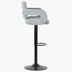 Zeus Grey Boucle Kitchen Stool With Arms -Furniture Specialty Store zeus grey boucle 3