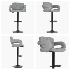 Zeus Grey Faux Leather Bar Stool With Arms -Furniture Specialty Store zeus grey white