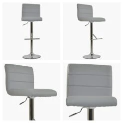 Zuma Grey Faux Leather Chrome Base Breakfast Stool -Furniture Specialty Store zuma grey white